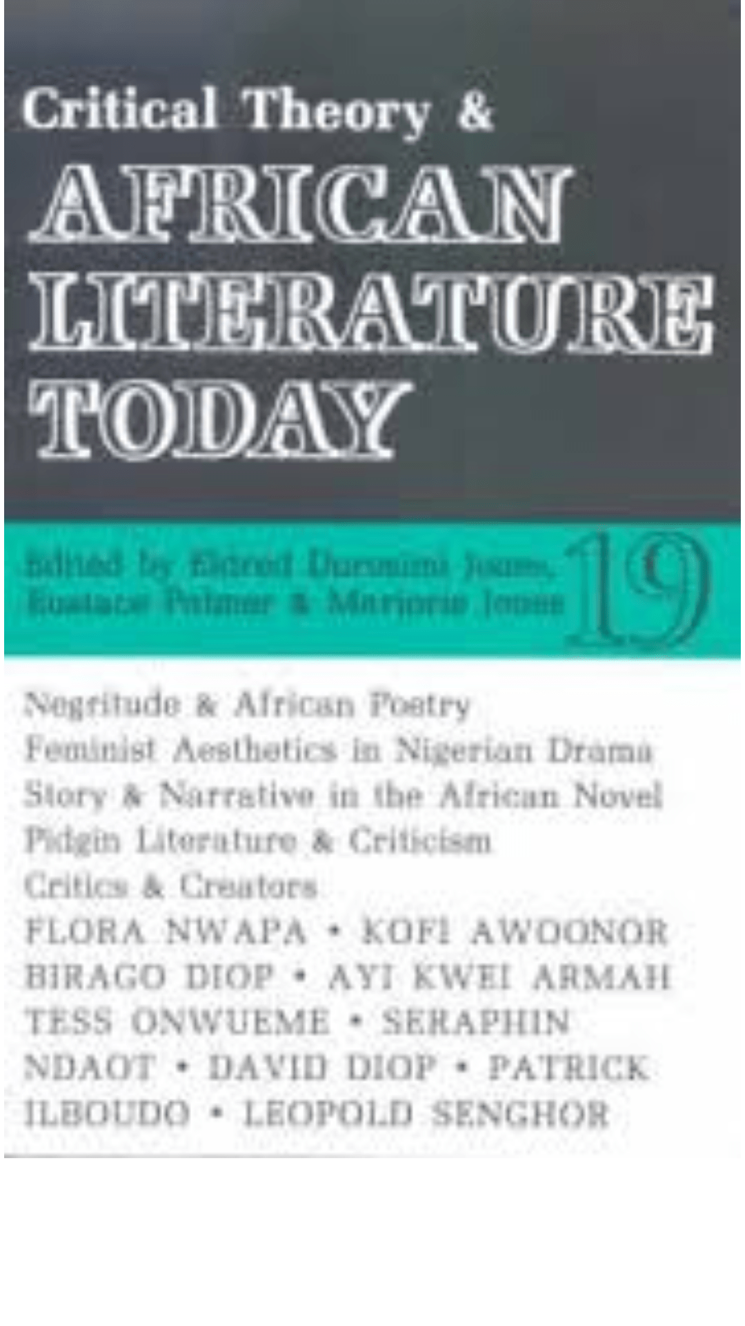 Critical Theory & African Literature Today: A Review: 19