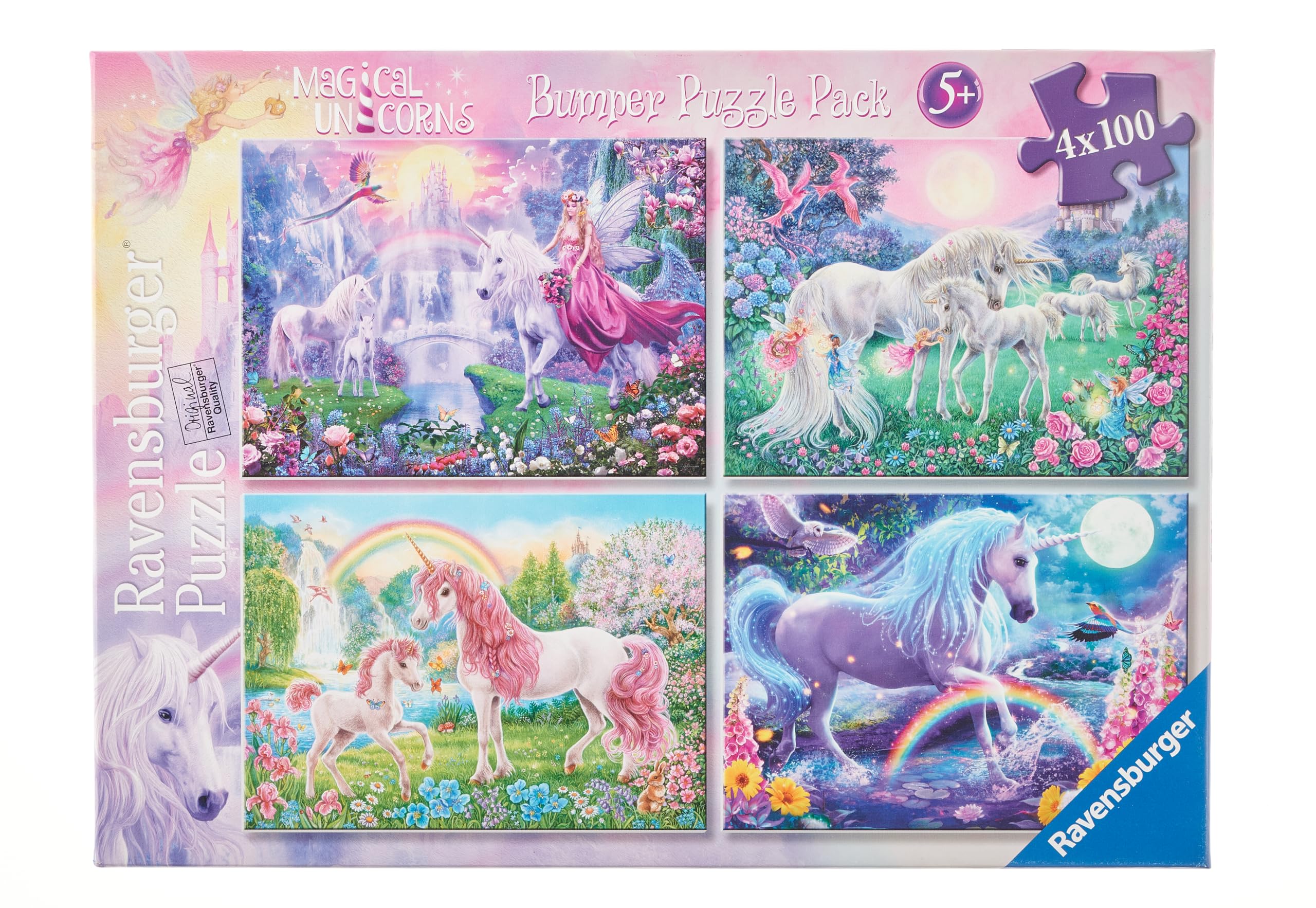 Ravensburger Magical Unicorns Puzzle, Collection 4x100 Bumper Pack, 4 100 Piece Puzzle