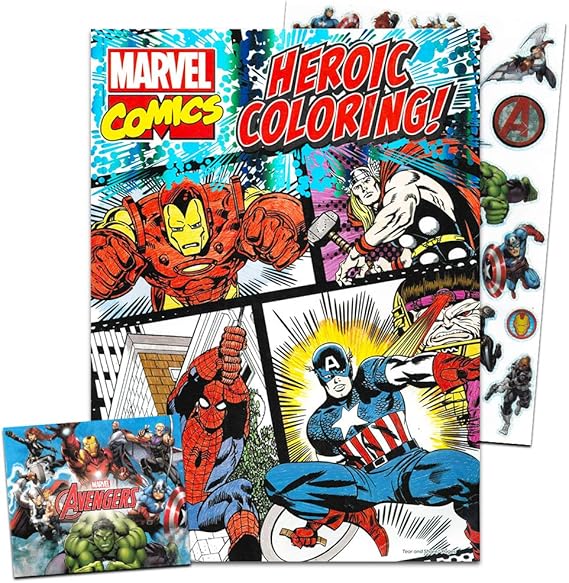 Marvel Comics Coloring Book for Adults Relaxation Set ~ Advanced Marvel Coloring Book Featuring Iron Man, Thor, Spider-Man, Captain America, and More with Stickers (Marvel Coloring Books for Adults) comic book by marvel