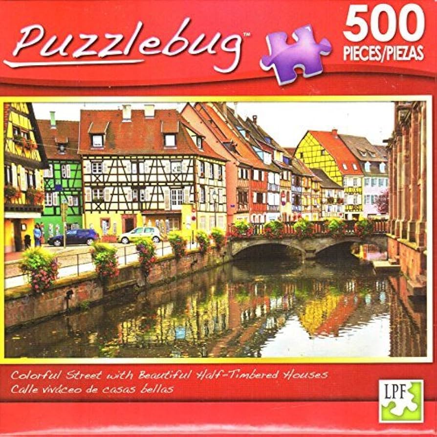 Puzzlebug 500 - Colorful Street with Beautiful Half Timbered Houses 500 pieces jigsaw puzzle