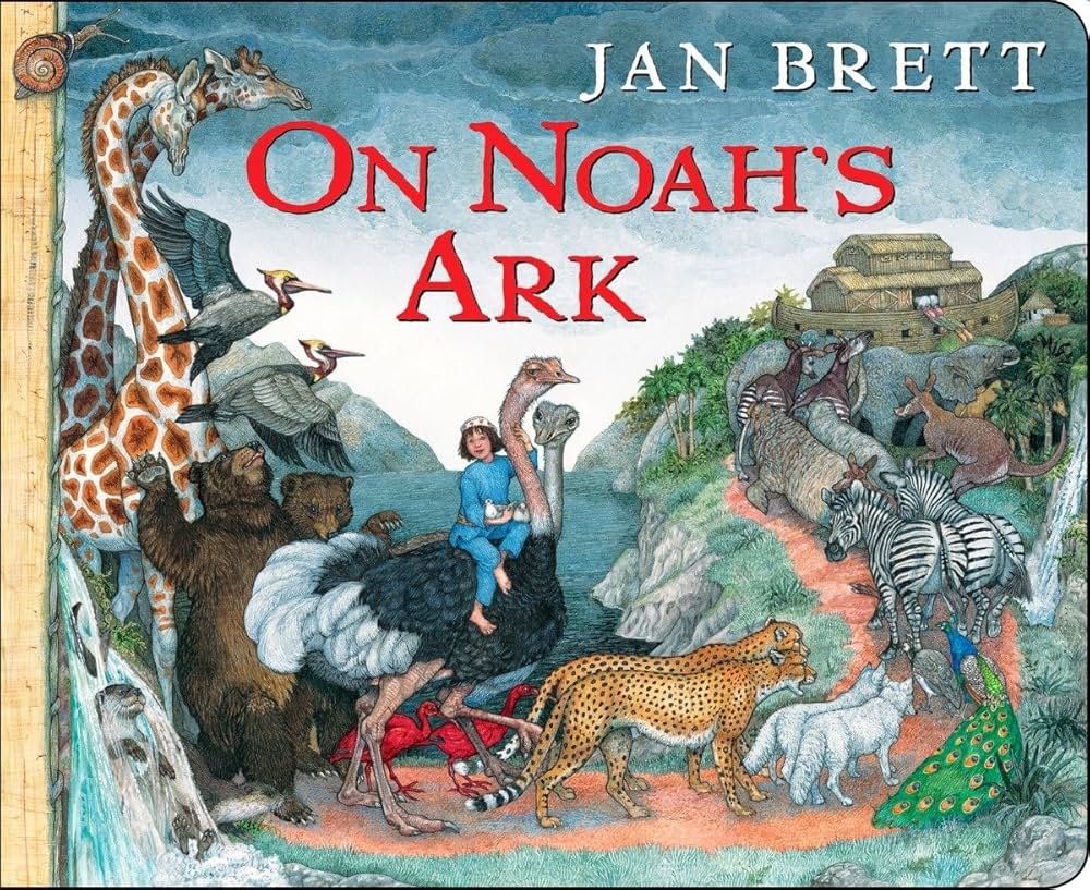 On Noah's Ark book by Jan Brett (Board Book)