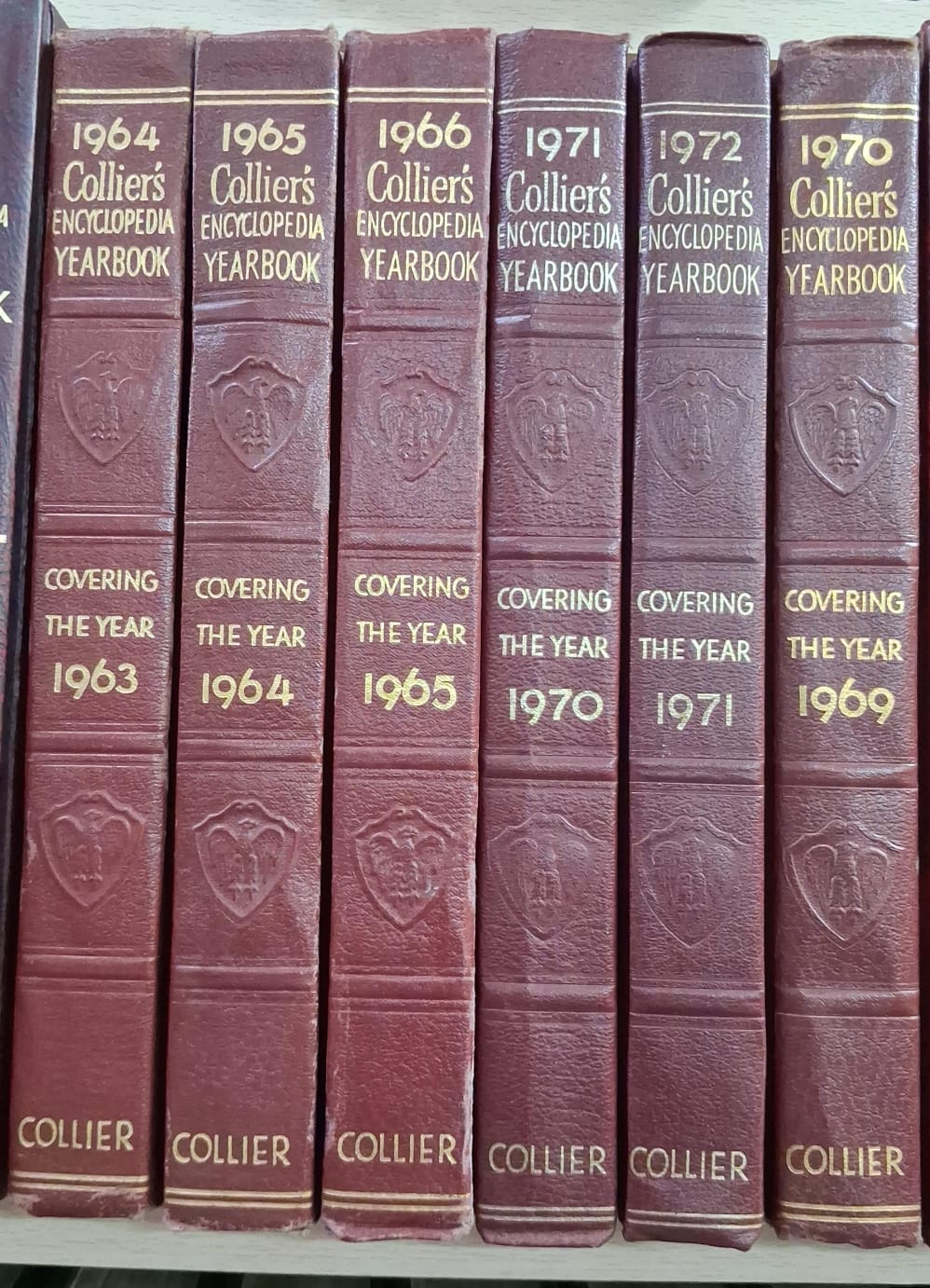 Collier's Encyclopedia Yearbook 6 Volumes Set 1963, 1964, 1965, 1969, 1970,1972