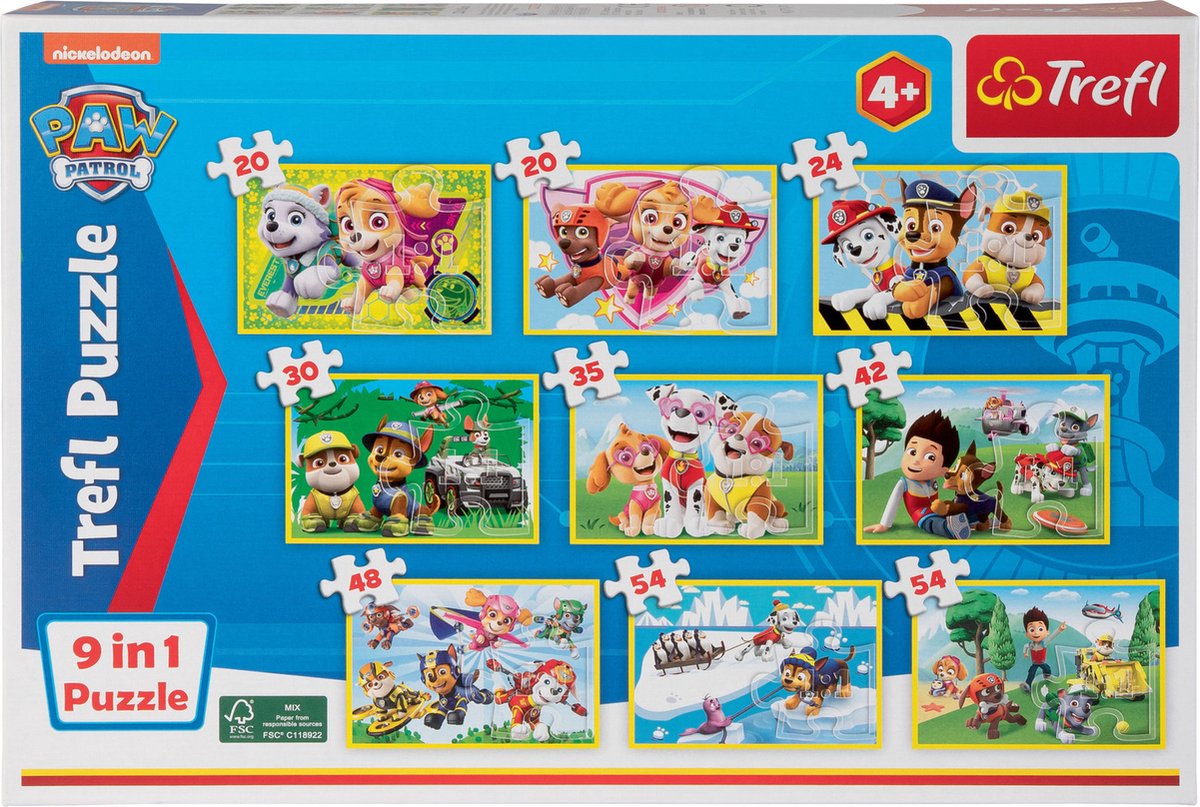 Trefl 9 in 1 puzzel - Set met 9 puzzels - Paw Patrol