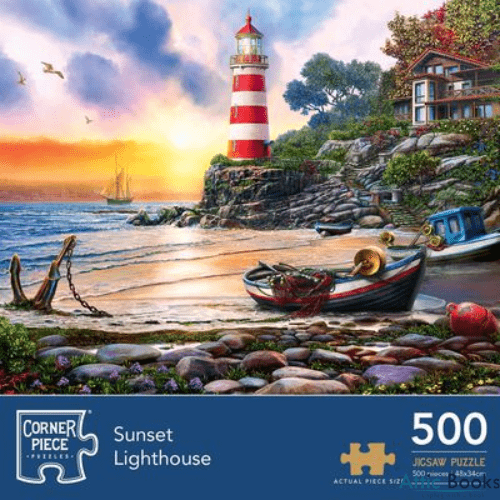 Sunset Lighthouse 500 Piece Jigsaw Puzzle