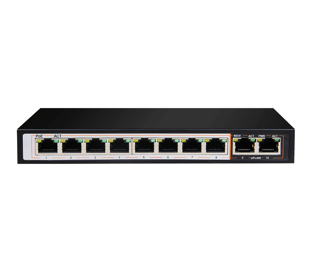 D-Link 10-Port Gigabit PoE Switch with 8 Long Reach PoE Ports and 2 Uplink Ports - DGS-F1010P