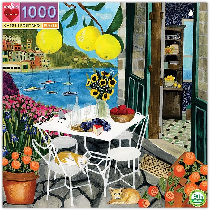 Cats in Positano 1000 Piece Square Adult Jigsaw Puzzle