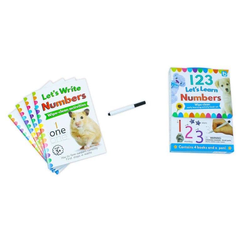 123 Let's Learn Numbers Wipe Clean 4 Books Set inclusive Pen