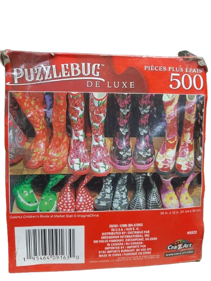 Jigsaw Puzzle 500 Piece Colorful Boots Market Stall Puzzlebug Deluxe 20 X 12